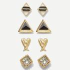 Romwe Triangle & Wing Stud Earrings 4pairs