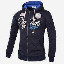 Romwe Men Letter Print Hooded Jacket
