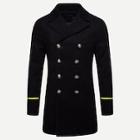 Romwe Men Double Breasted Contrast Tape Coat