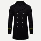 Romwe Men Double Breasted Contrast Tape Coat