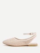 Romwe Pointed Toe Ankle Strap Straw Flats