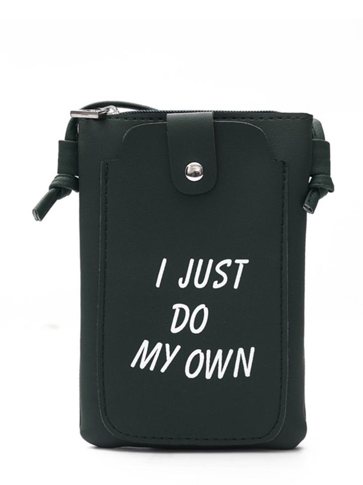 Romwe Slogan Print Pocket Front Pouch Bag