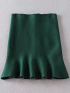 Romwe Mermaid Knit Dark Green Skirt