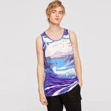 Romwe Guys Sea Print Tank Top