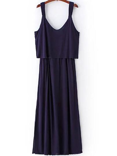 Romwe Purple Sleeveless V Neck Bow Dress