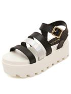 Romwe Black Buckle Strap Thick-soled Sandals