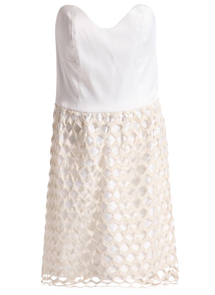 Romwe Strapless With Zipper Hollow Dress