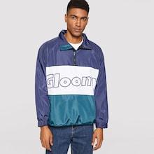 Romwe Men Color Block Letter Print Windbreaker Anorak Jacket