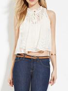 Romwe Sheer Lace Crop Tank Top With Bow