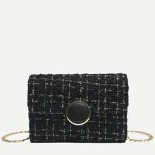 Romwe Blended Magnetic Button Chain Bag