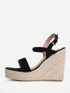 Romwe Woven Detail Strappy Wedge Sandals