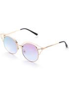 Romwe Gold Frame Pink Lens Cat Eye Sunglasses