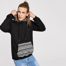 Romwe Guys Kangaroo Pocket Front Tribal Print Hoodie