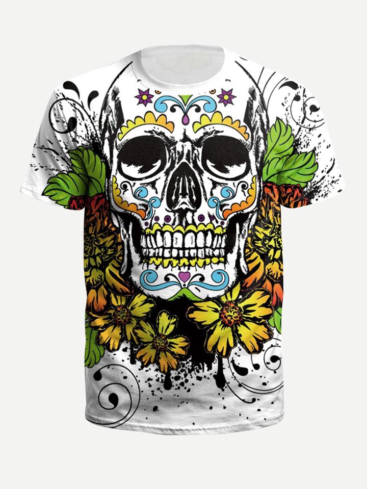 Romwe Men 3d Print Tee