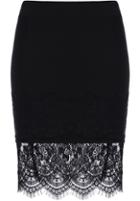 Romwe Contrast Lace Bodycon Skirt