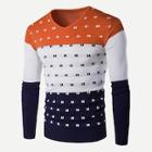 Romwe Men Color-block Striped Sweater