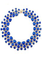 Romwe Blue Gemstone Gold Geometric Necklace