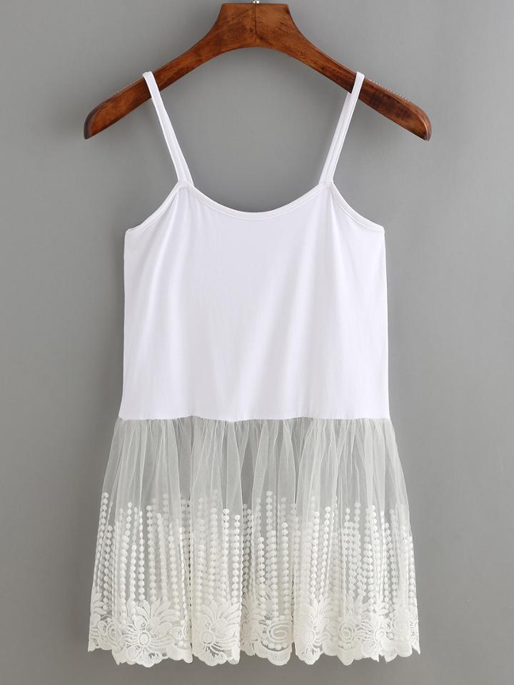 Romwe Spaghetti Strap Lace Hem Cami Top