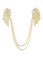 Romwe Lg-gold Rhinestone Angel Wing Necklace
