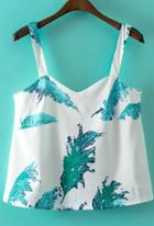 Romwe Spaghetti Strap Reed Flowers Print Cami Top