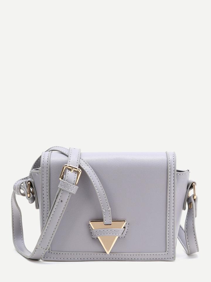 Romwe Triangle Detail Pu Crossbody Bag