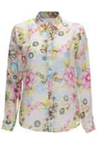 Romwe Romwe Floral Print Long-sleeved Yellow Shirt