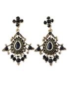 Romwe Black Gemstone Bead Earrings