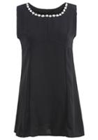 Romwe With Pearl Round Neck Tank Dress