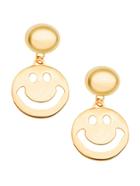 Romwe Gold Plated Smiley Face Hollow Out Drop Earrings
