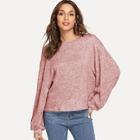 Romwe Dropped Shoulder Slub Sweater