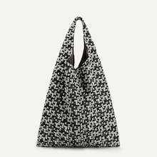Romwe Plaid Tweed Tote Bag
