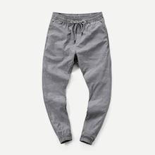 Romwe Men Plain Drawstring Tapered Pants