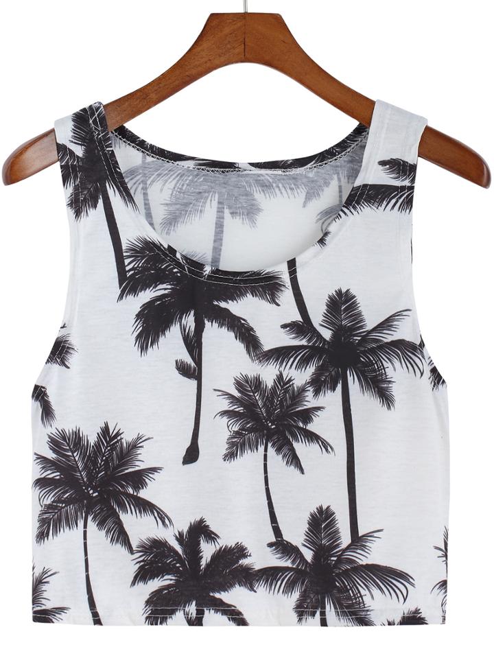 Romwe Coconut Trees Print Tank Top
