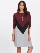 Romwe Cut And Sew Swing Tee Dress