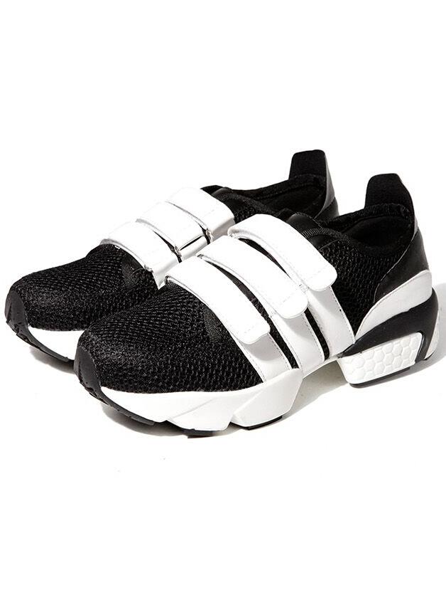 Romwe Black White Breathable Casual Flats