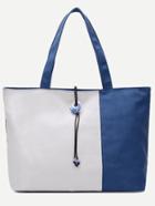 Romwe Color Block Faux Leather Tote Bag