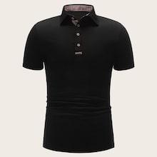 Romwe Guys Contrast Plaid Polo Shirt