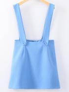 Romwe Blue Zipper Back Casual Straps Skirt