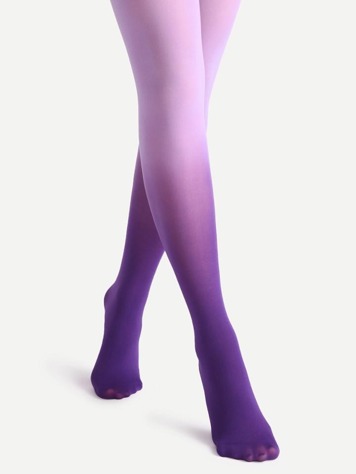 Romwe Purple Ombre Watercolor Pantyhose Stockings
