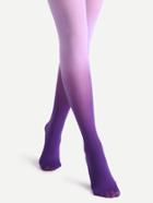 Romwe Purple Ombre Watercolor Pantyhose Stockings