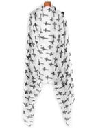 Romwe Black And White Cross Print Scarf