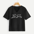 Romwe Choker Neck Letter Print Tee