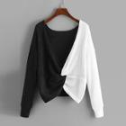 Romwe Plus Two Tone Twist Front Jumper