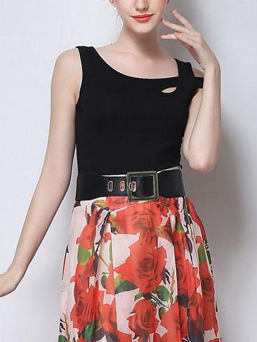 Romwe Black Cutout Asymmetric Crisscross Shoulder Tank Top