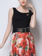 Romwe Black Cutout Asymmetric Crisscross Shoulder Tank Top