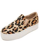 Romwe Brown Round Toe Leopard Heavy-bottomed Flats