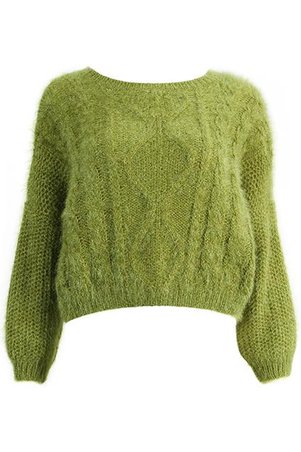 Romwe Twist Pattern Knitted Batwing Jumper