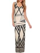 Romwe Sleeveless Geometric Print Maxi Dress