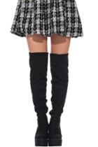 Romwe Panther Print Knee Boots
