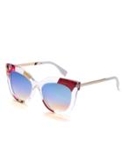 Romwe Clear Print Frame Blue Cat Eye Sunglasses